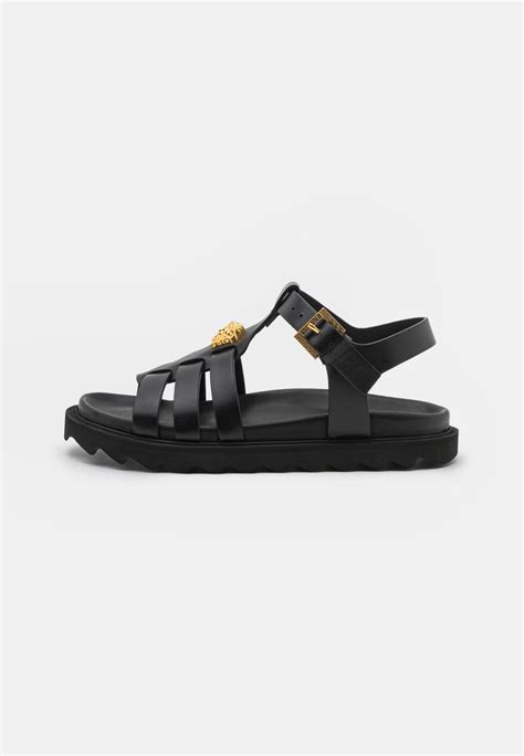 VERSACE Medusa Sandals in Nero & Oro 